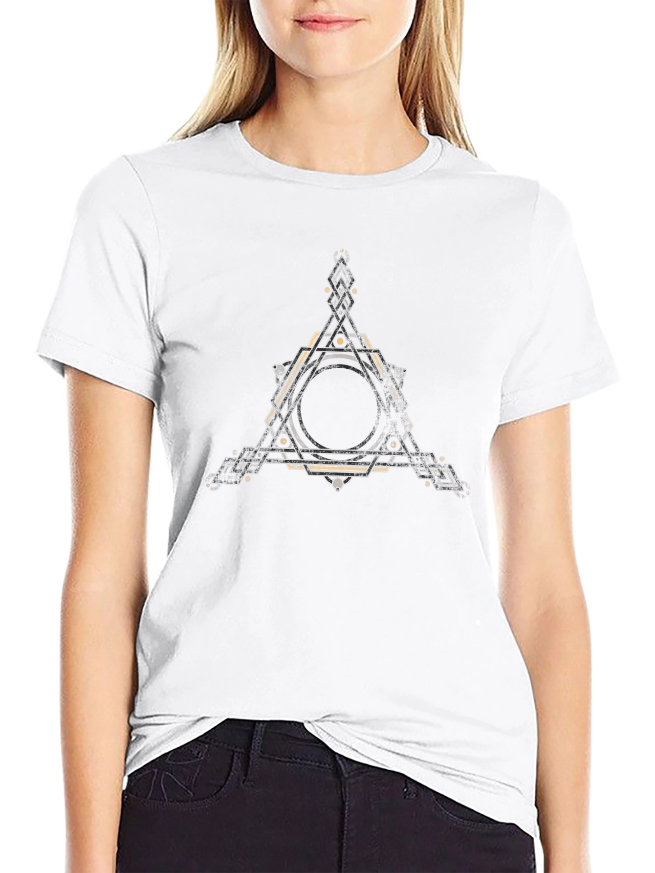 Geometric Triangle Graphic Black T-Shirt
