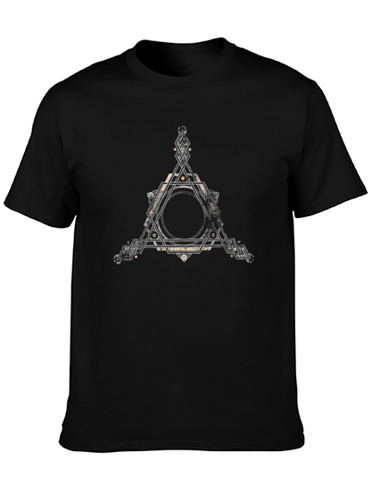 Geometric Triangle Graphic Black T-Shirt