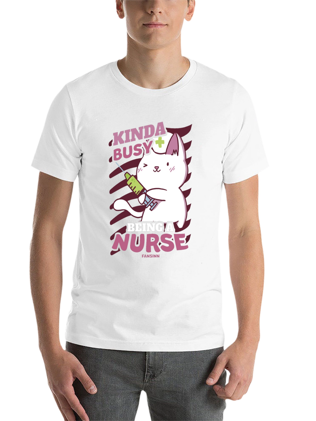 Kinda Busy Being a Nurse Funny Cat T-Shirt