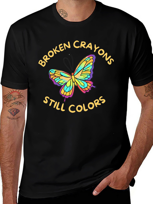 Broken Crayons Still Color Butterfly Graphic Tee