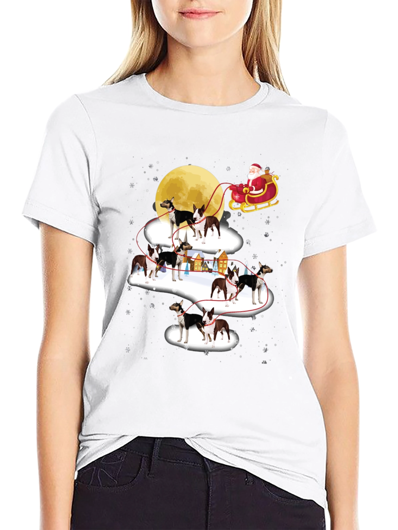 Christmas Dog Sled T-Shirt Santa Claus Holiday
