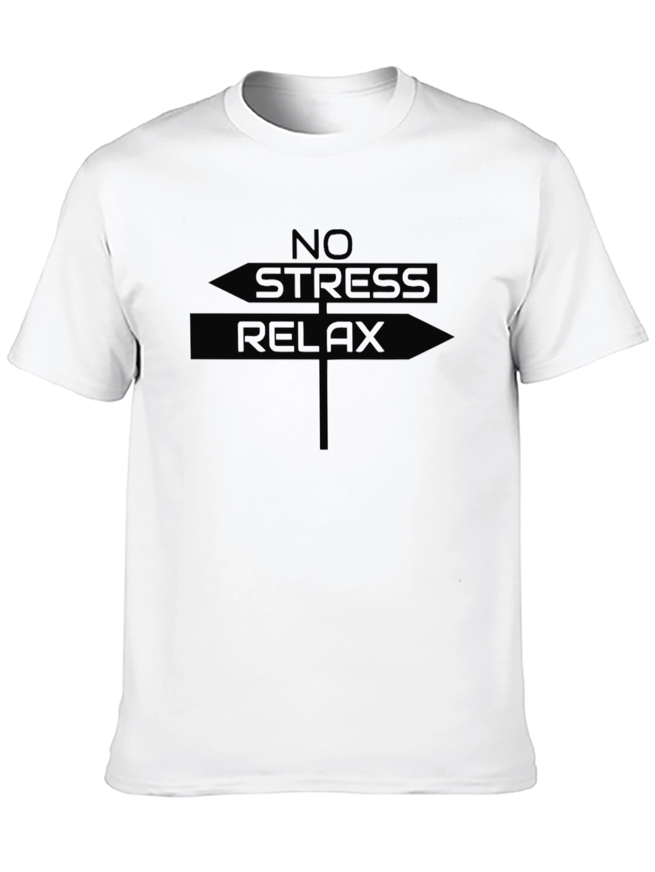 No Stress Relax Graphic T-Shirt - Black Casual Tee
