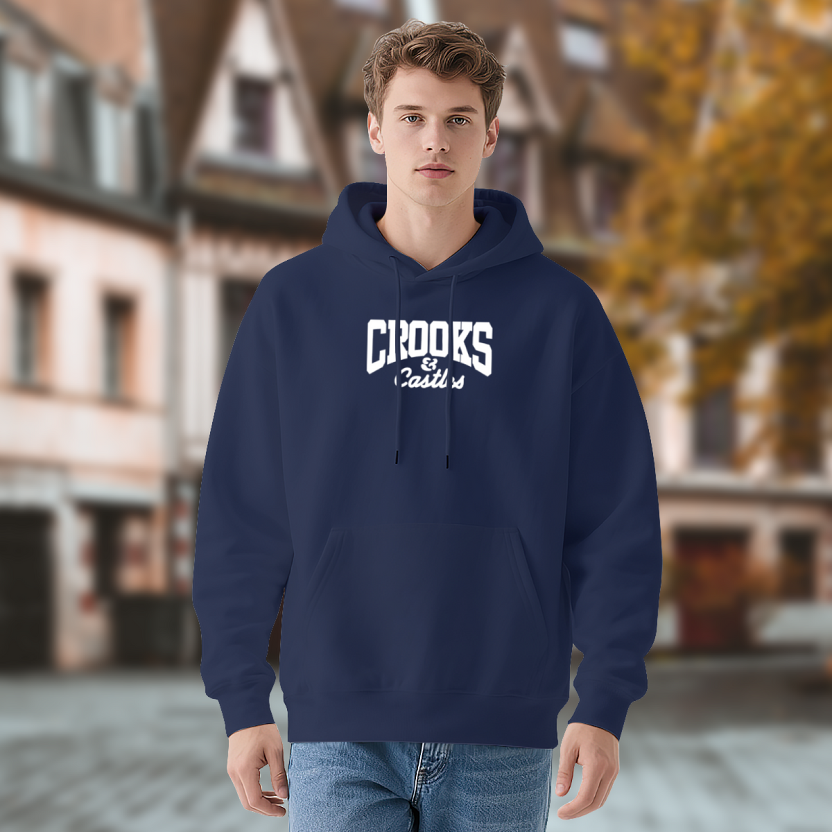 Crooks & Castles Street Letter Navy Hoodie, Men Trendy Cozy Urban Pullover