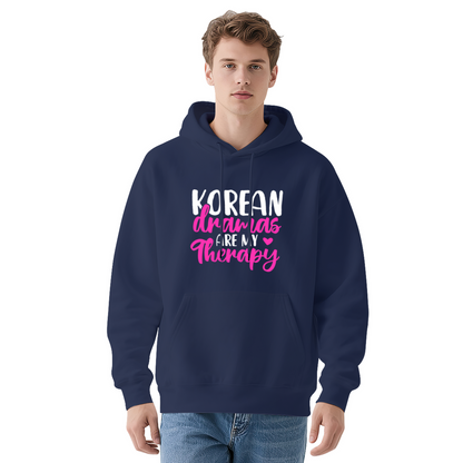 Korean Dramas Are My Therapy Pink Font Hoodie, Relaxed Comfort Sweatshirt