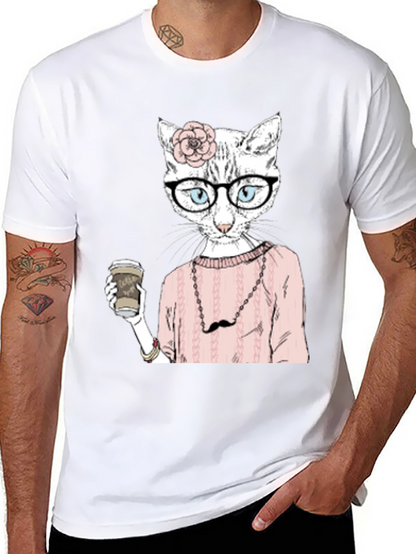 Hipster Cat Coffee Lover T-Shirt