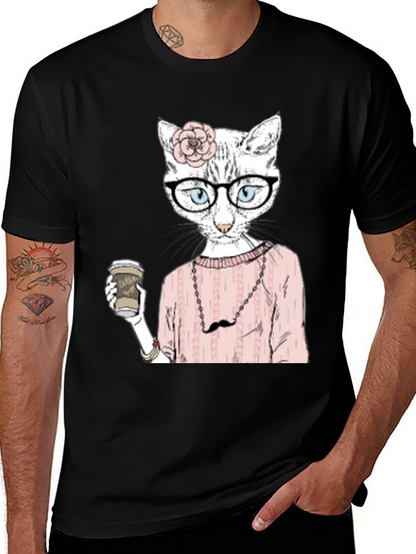 Hipster Cat Coffee Lover T-Shirt