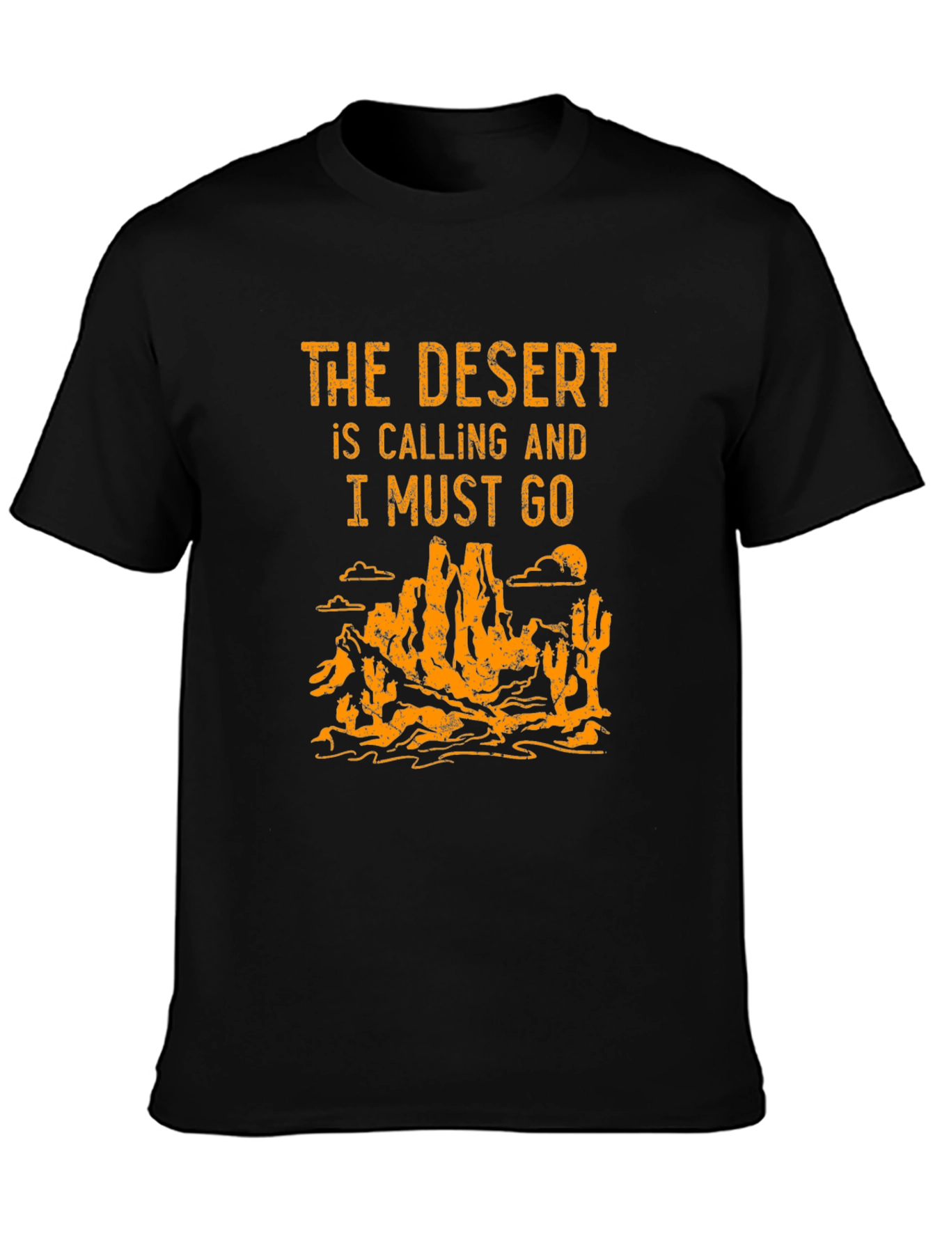 Desert Calling Graphic Tee - Black Cotton T-Shirt
