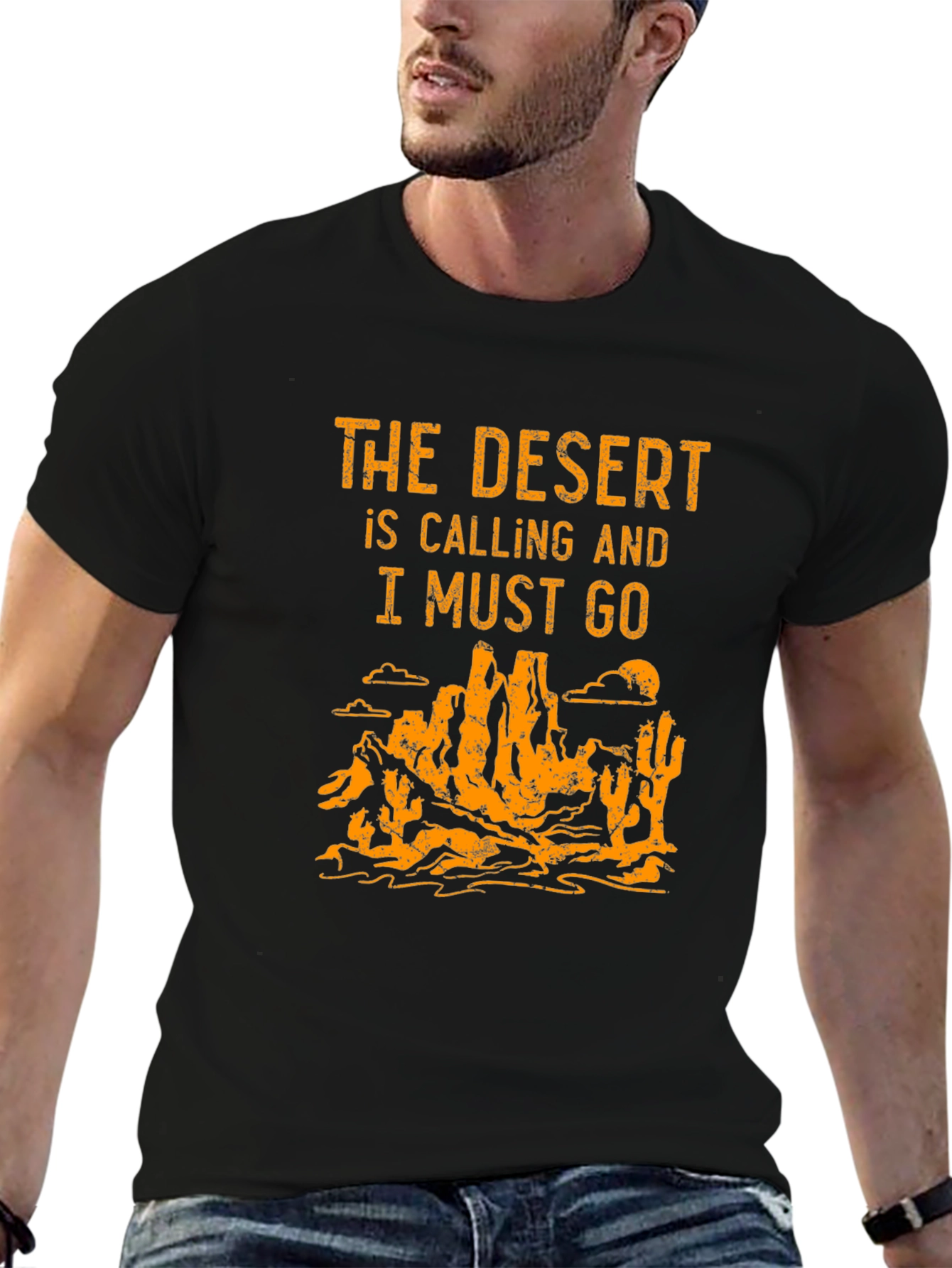 Desert Calling Graphic Tee - Black Cotton T-Shirt