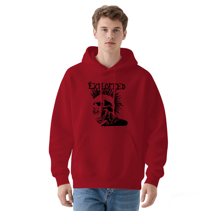 Punk Mohawk Skull White Hoodie, Men Rock Streetwear Ultra Cozy Pullover