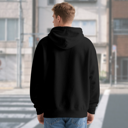 Split Boxing Silhouette Black Hoodie, Unisex Sporty Relax Fit Cozy Top