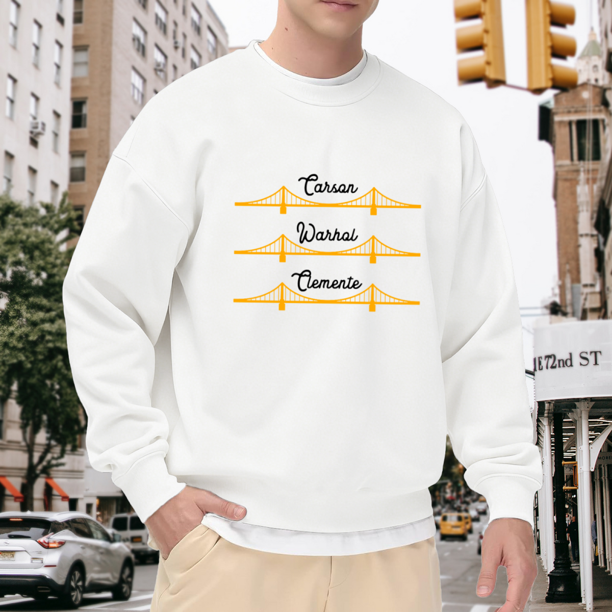 Carson Warhal Clemente Golden Gate Bridge Art Crewneck Sweatshirt