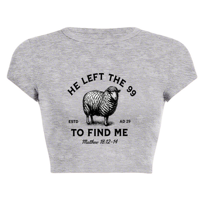 He Left The 99 Sheep Vintage Faith Graphic Crop Top