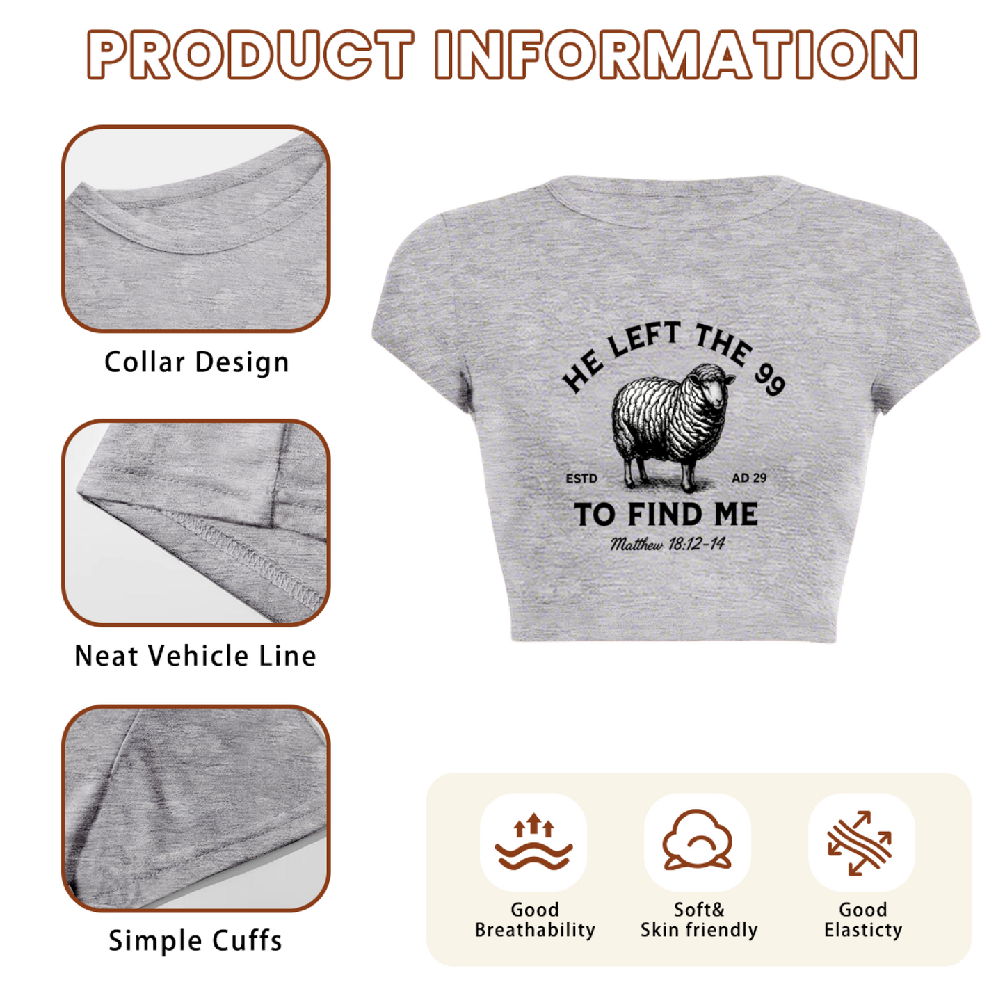 He Left The 99 Sheep Vintage Faith Graphic Crop Top