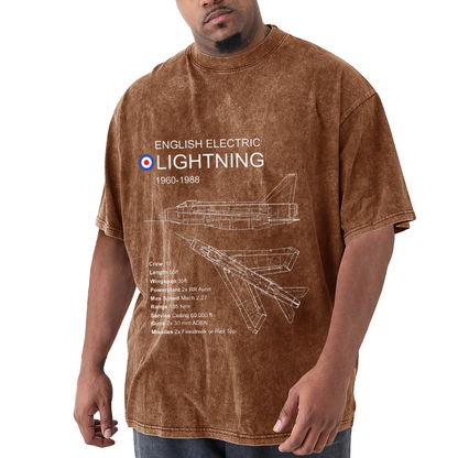English Electric Lightning 1960-1988 Fighter Jet Blueprint Vintage Tee
