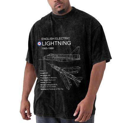 English Electric Lightning 1960-1988 Fighter Jet Blueprint Vintage Tee