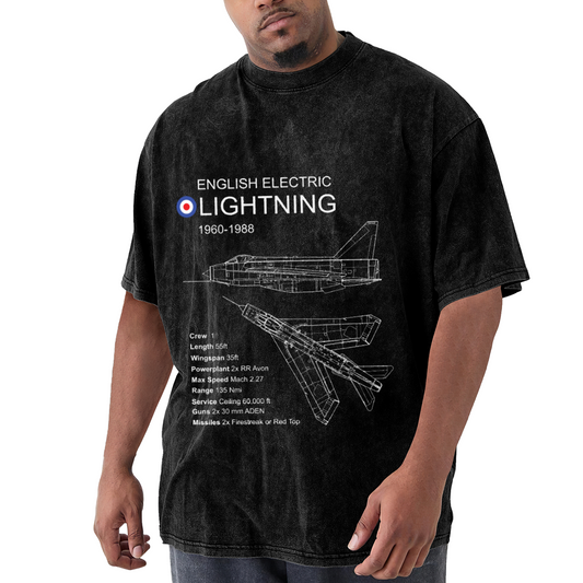 English Electric Lightning 1960-1988 Fighter Jet Blueprint Vintage Tee