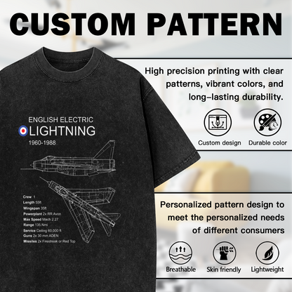 English Electric Lightning 1960-1988 Fighter Jet Blueprint Vintage Tee