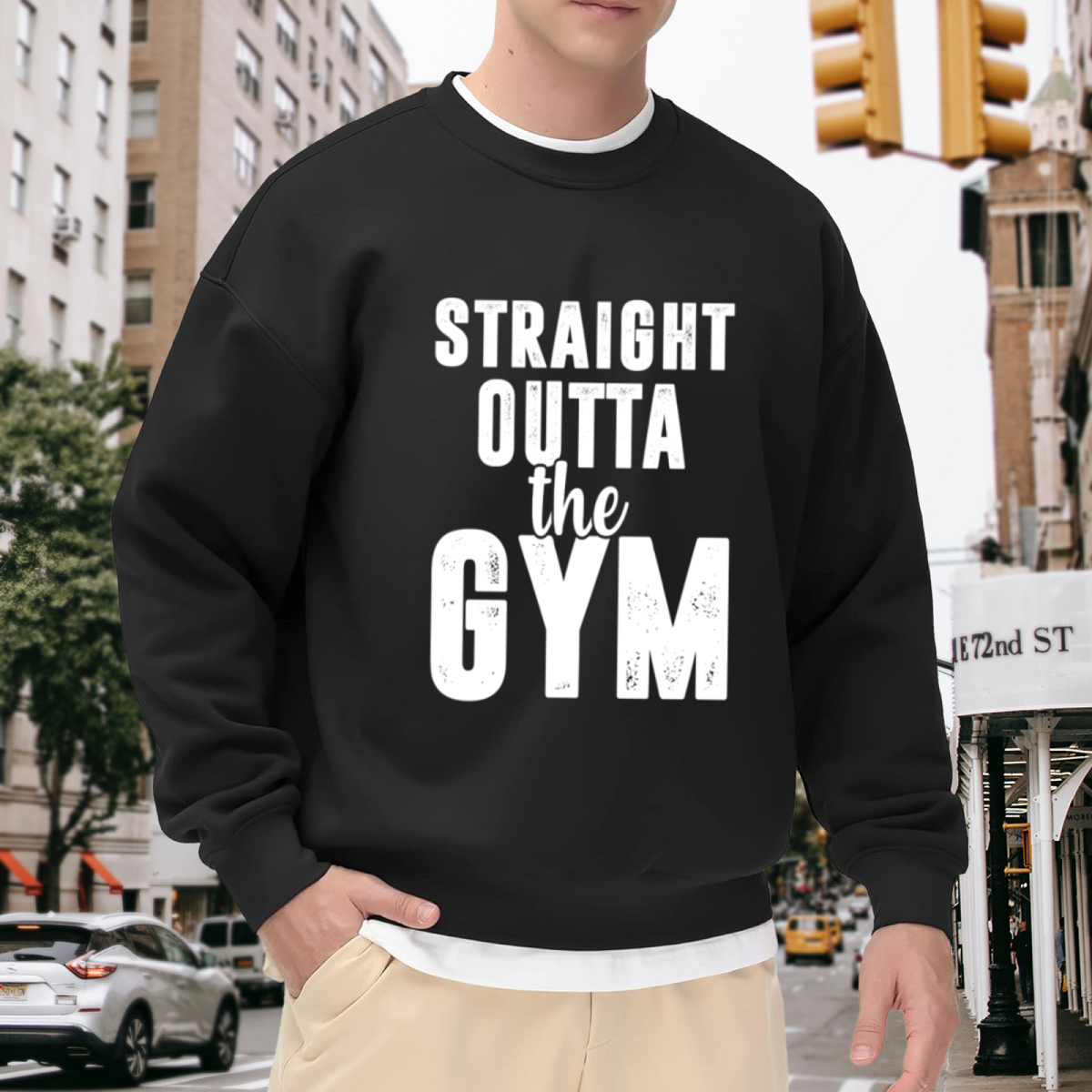 Straight Outta The Gym Fitness Workout Enthusiast Typography Crewneck Sweatshirt