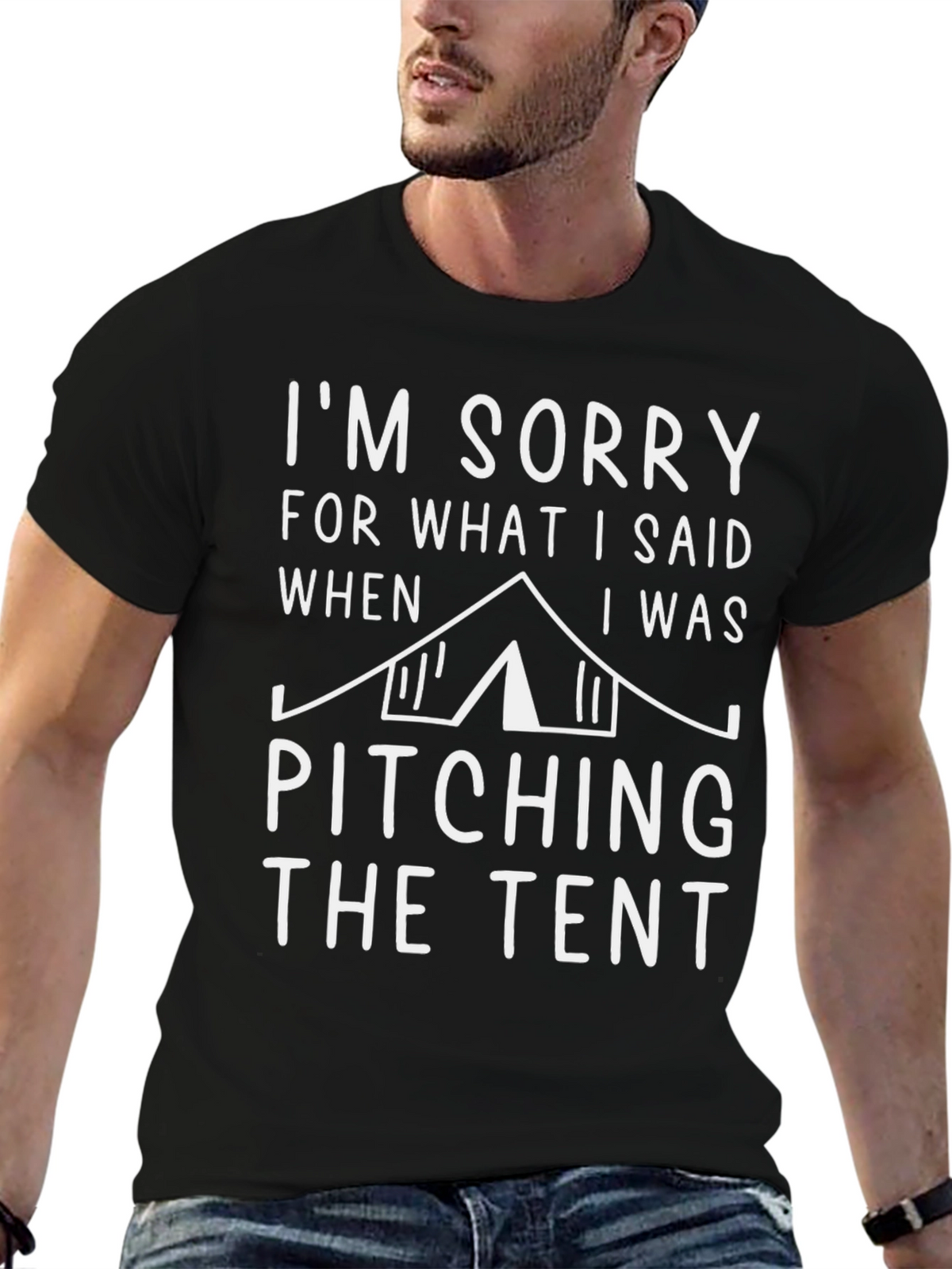 Funny Camping T-Shirt - Pitching the Tent