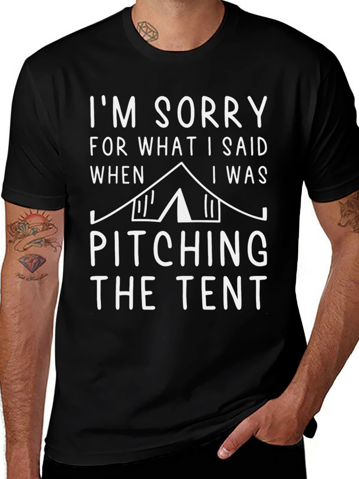 Funny Camping T-Shirt - Pitching the Tent