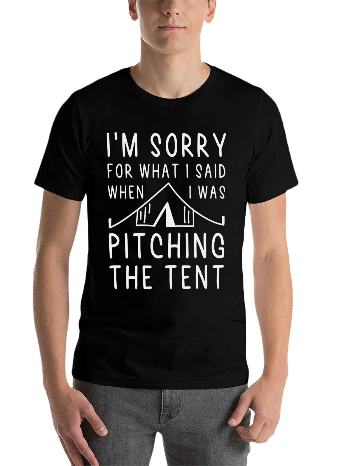 Funny Camping T-Shirt - Pitching the Tent