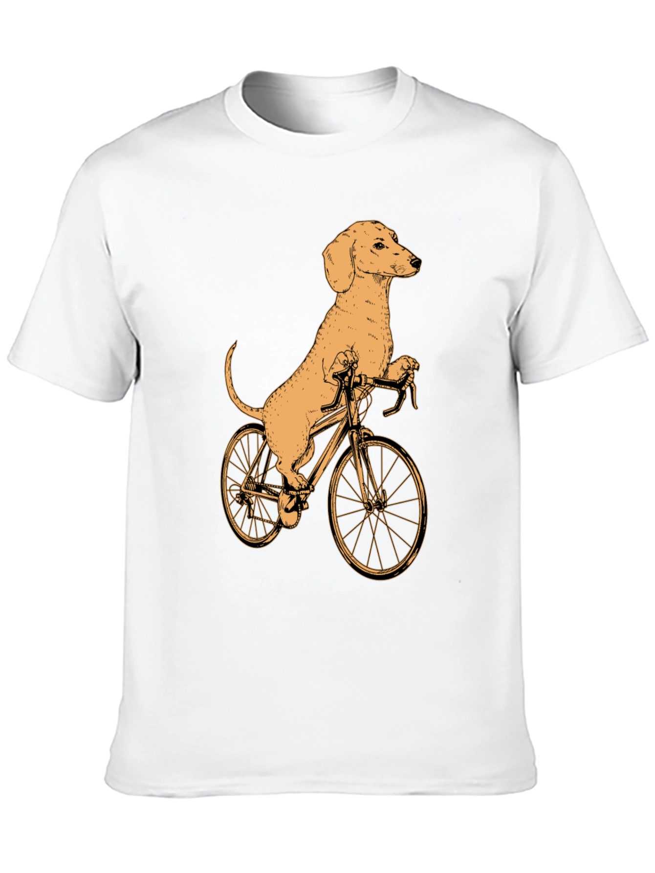 Dachshund on Bike T-Shirt - Black Cotton Tee