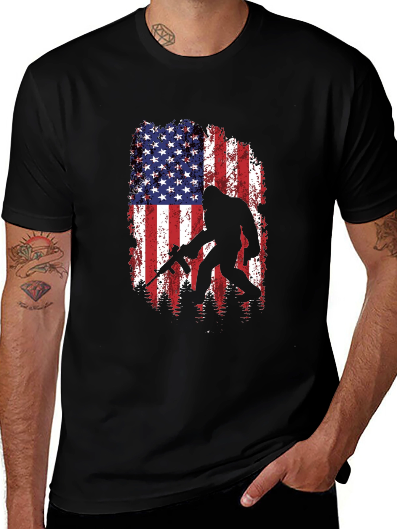 American Flag Bigfoot AR-15 T-Shirt