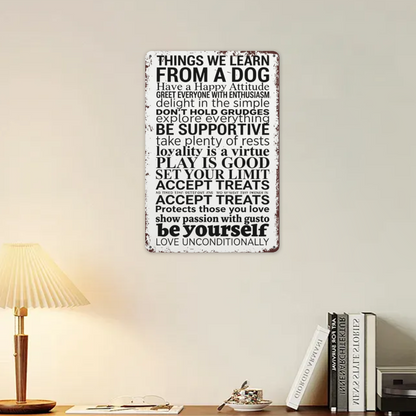 Inspirational Dog Life Rules Distressed Vintage Tin Sign Positive Quote Wall Decor