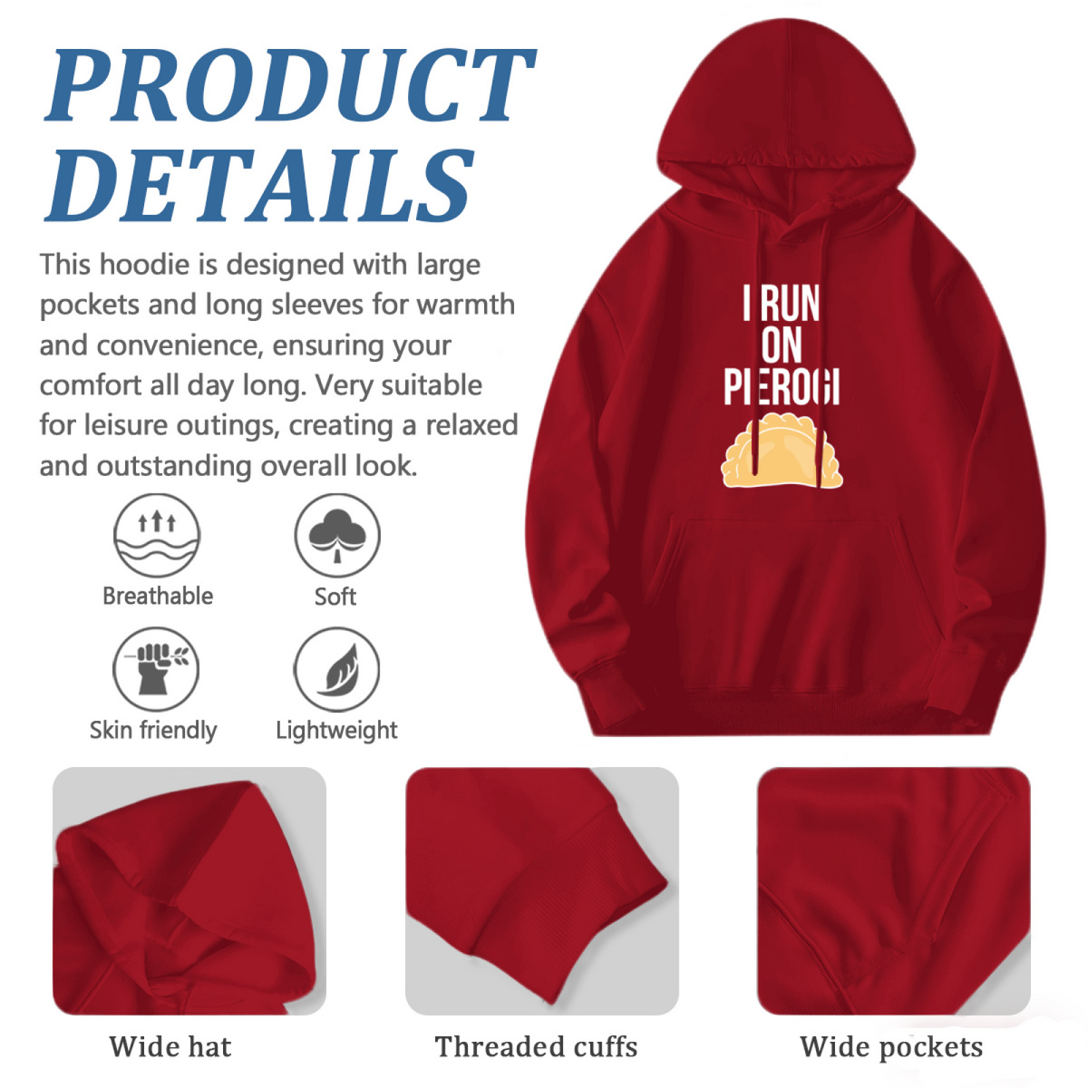I Run On Pierogi Food Lover Hoodie, Cozy Foodie Daily Top