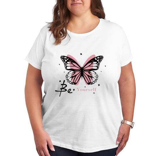 Be Yourself Pink Double Butterfly Star Aesthetic Self Love Graphic Tee