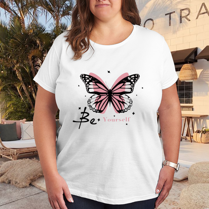 Be Yourself Pink Double Butterfly Star Aesthetic Self Love Graphic Tee