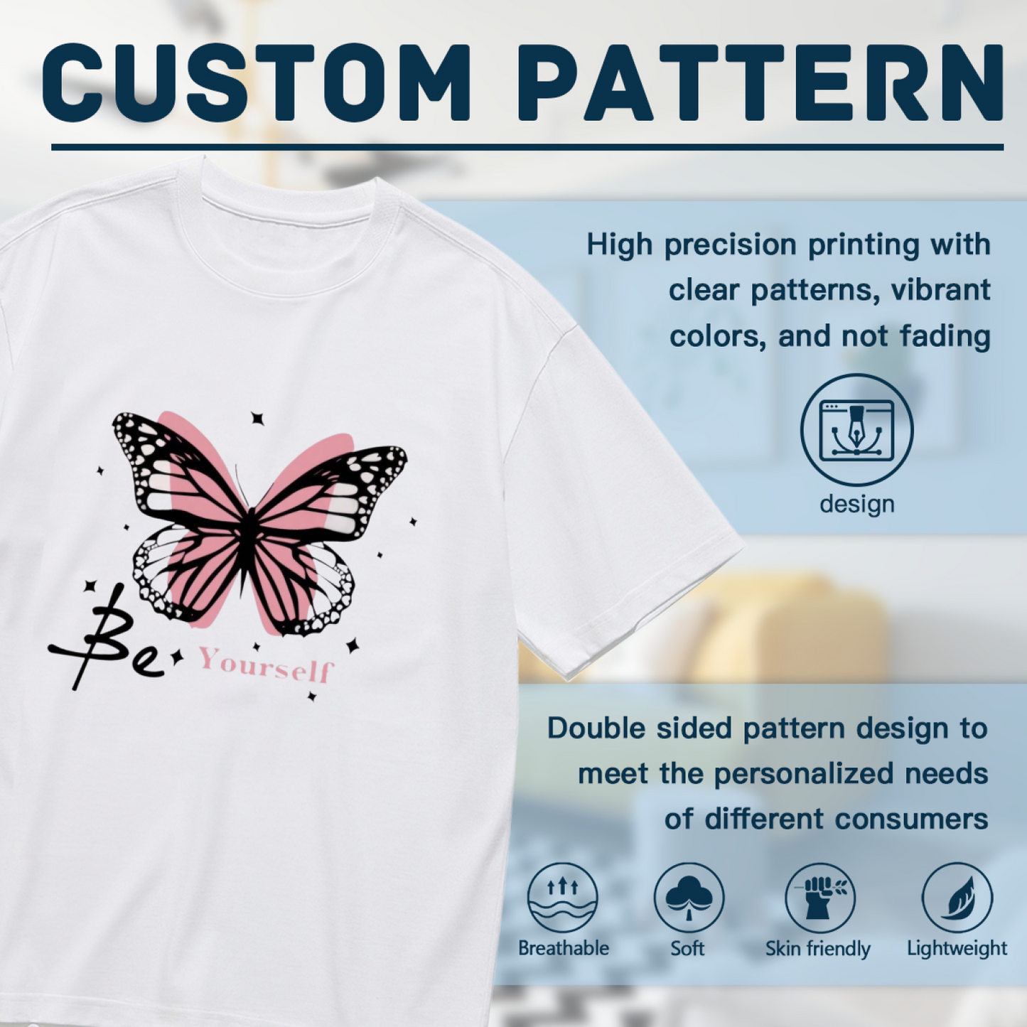 Be Yourself Pink Double Butterfly Star Aesthetic Self Love Graphic Tee