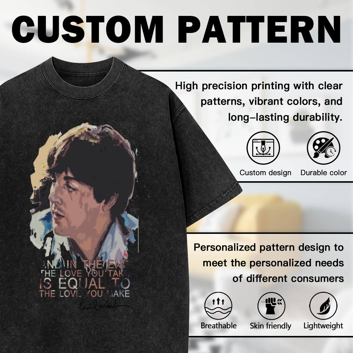 Paul McCartney The Love You Take Is Equal To The Love You Make Retro Portrait T-Shirt