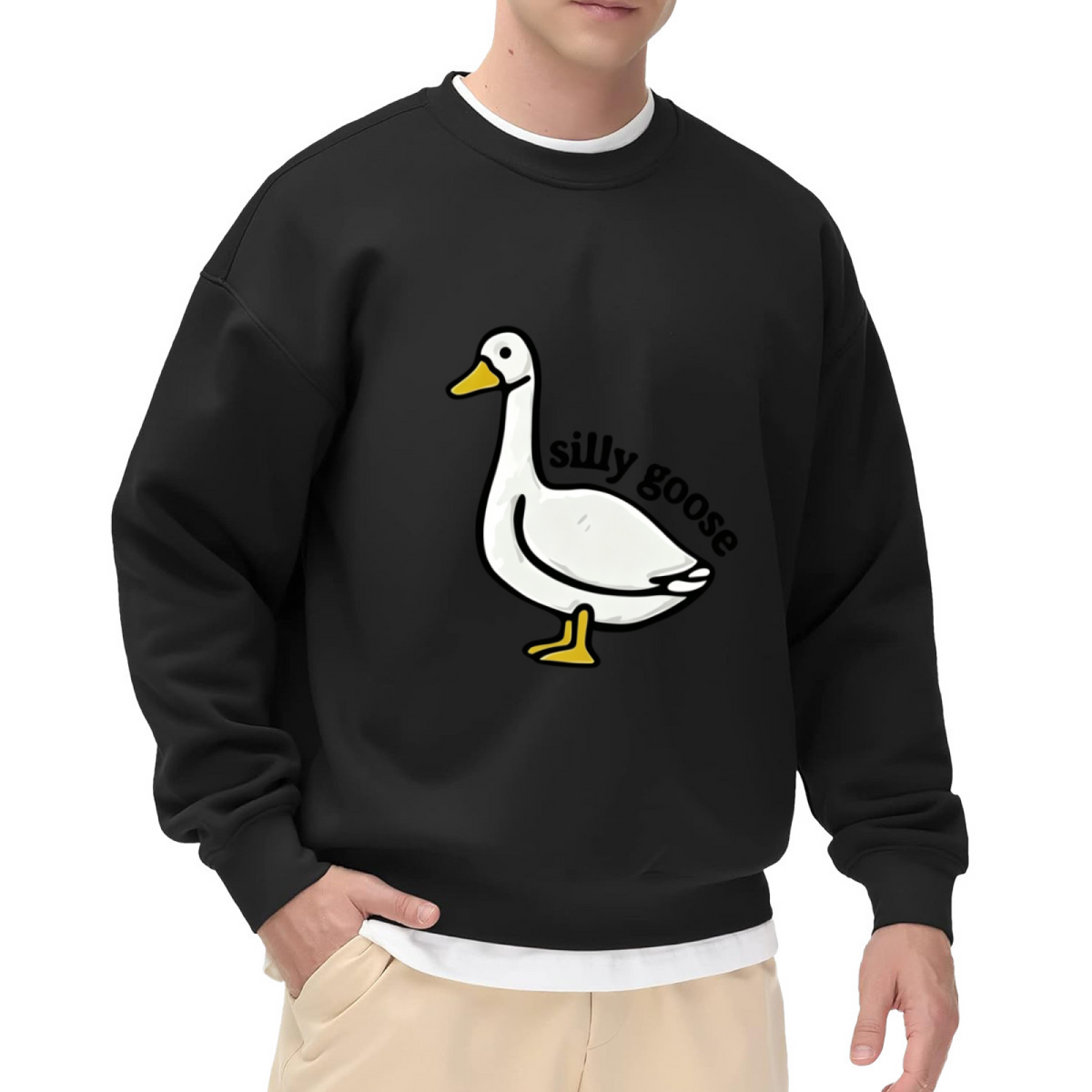 Silly Goose Cute Cartoon Graphic Casual Crewneck