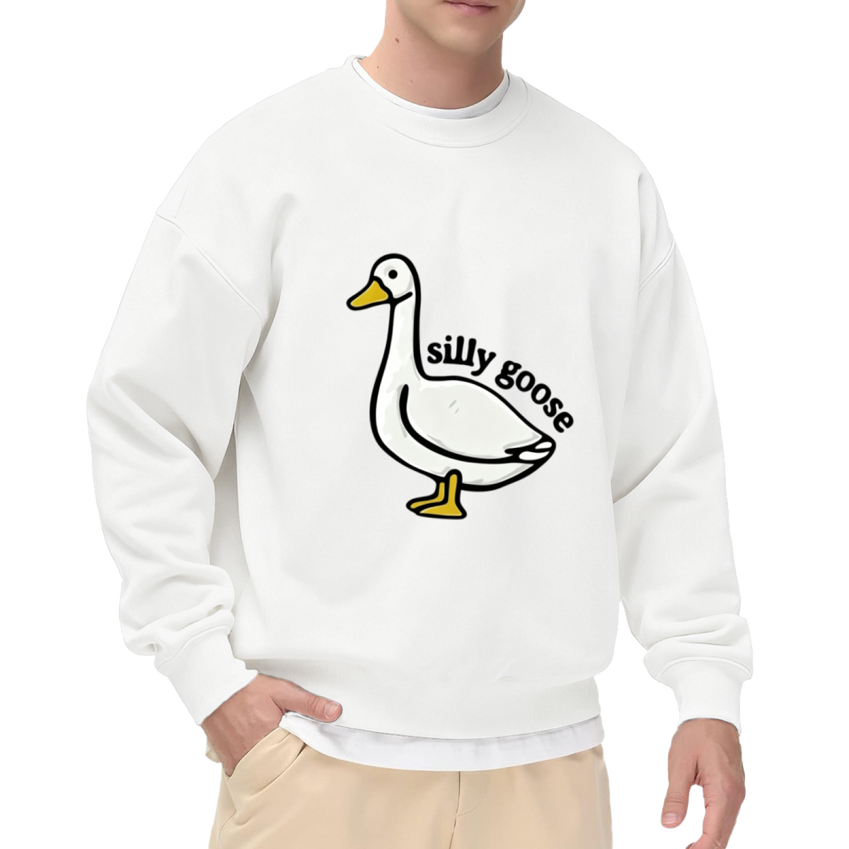 Silly Goose Cute Cartoon Graphic Casual Crewneck
