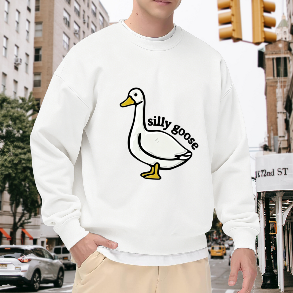 Silly Goose Cute Cartoon Graphic Casual Crewneck