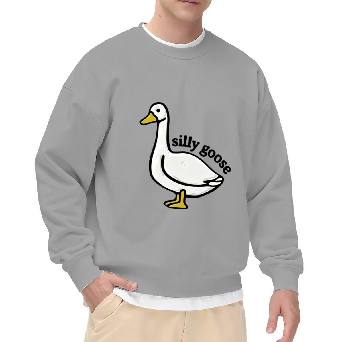 Silly Goose Cute Cartoon Graphic Casual Crewneck