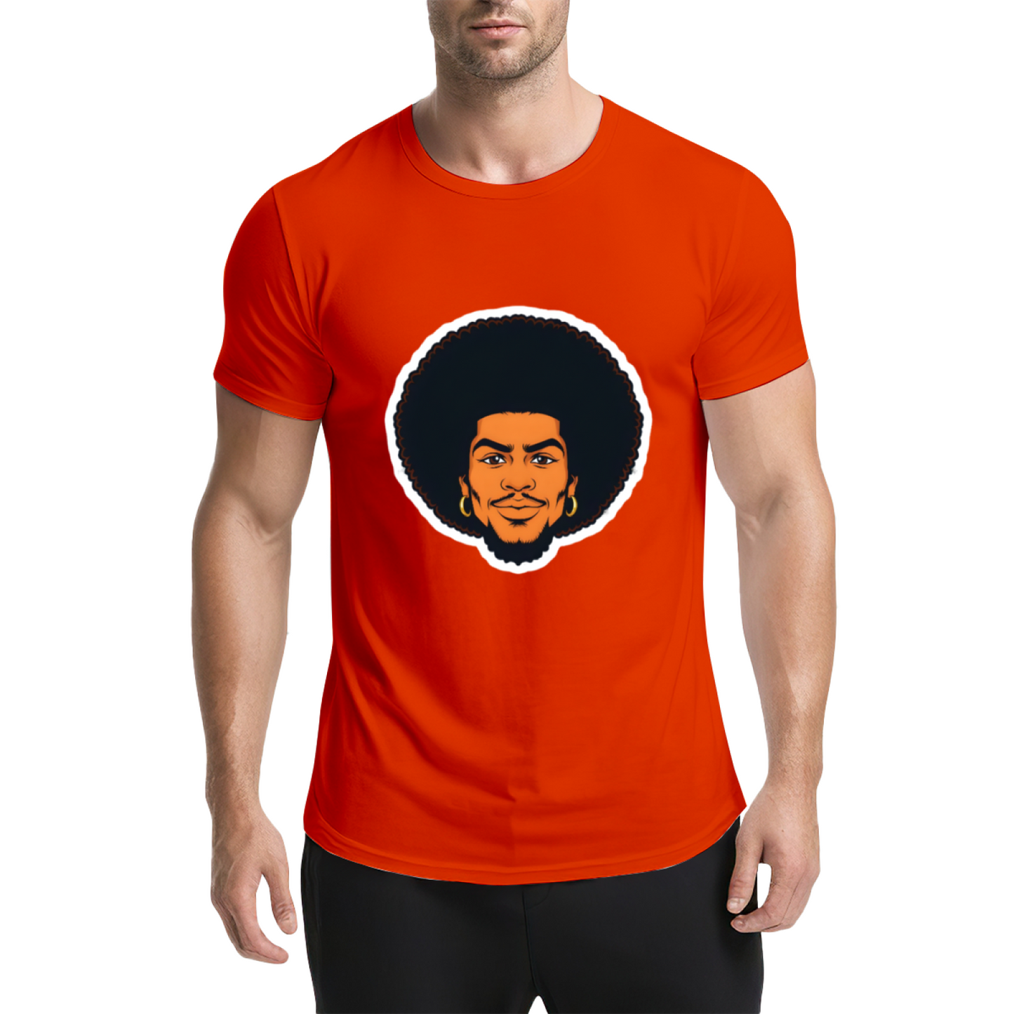 Vintage Afro Black Portrait Dark Navy Tee, Retro 90s Hip Hop Oversized Shirt