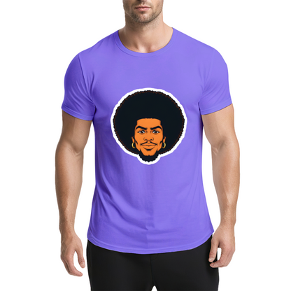 Vintage Afro Black Portrait Dark Navy Tee, Retro 90s Hip Hop Oversized Shirt