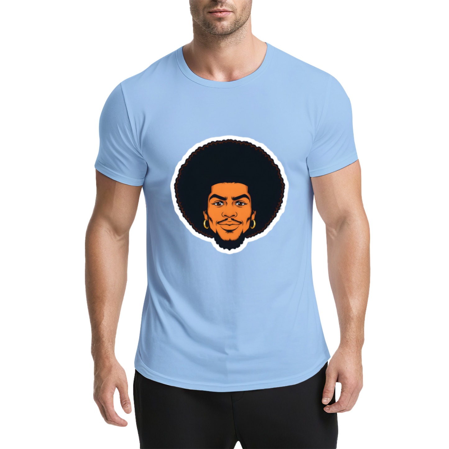 Vintage Afro Black Portrait Dark Navy Tee, Retro 90s Hip Hop Oversized Shirt