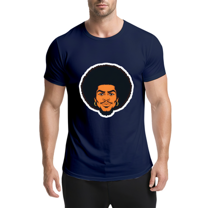 Vintage Afro Black Portrait Dark Navy Tee, Retro 90s Hip Hop Oversized Shirt