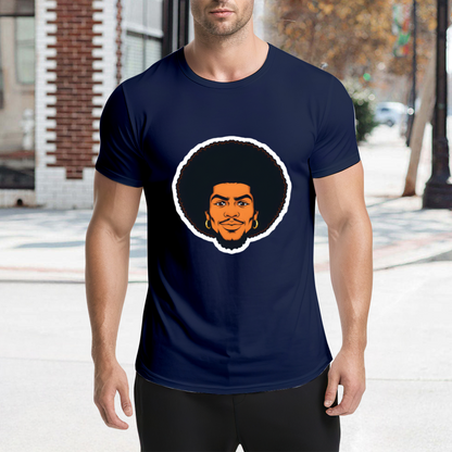 Vintage Afro Black Portrait Dark Navy Tee, Retro 90s Hip Hop Oversized Shirt