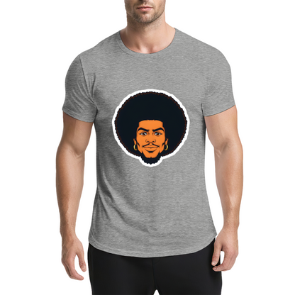 Vintage Afro Black Portrait Dark Navy Tee, Retro 90s Hip Hop Oversized Shirt