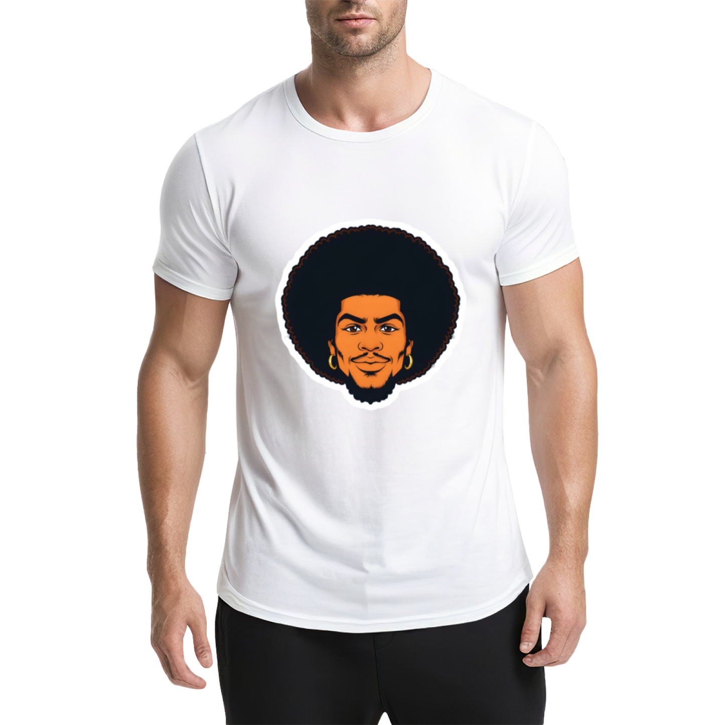 Vintage Afro Black Portrait Dark Navy Tee, Retro 90s Hip Hop Oversized Shirt