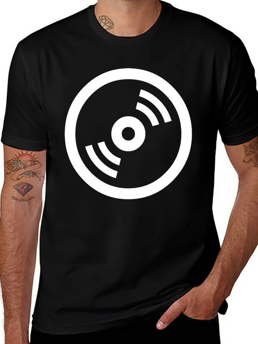 Vinyl Record Graphic Tee - Classic Black Cotton T-Shirt