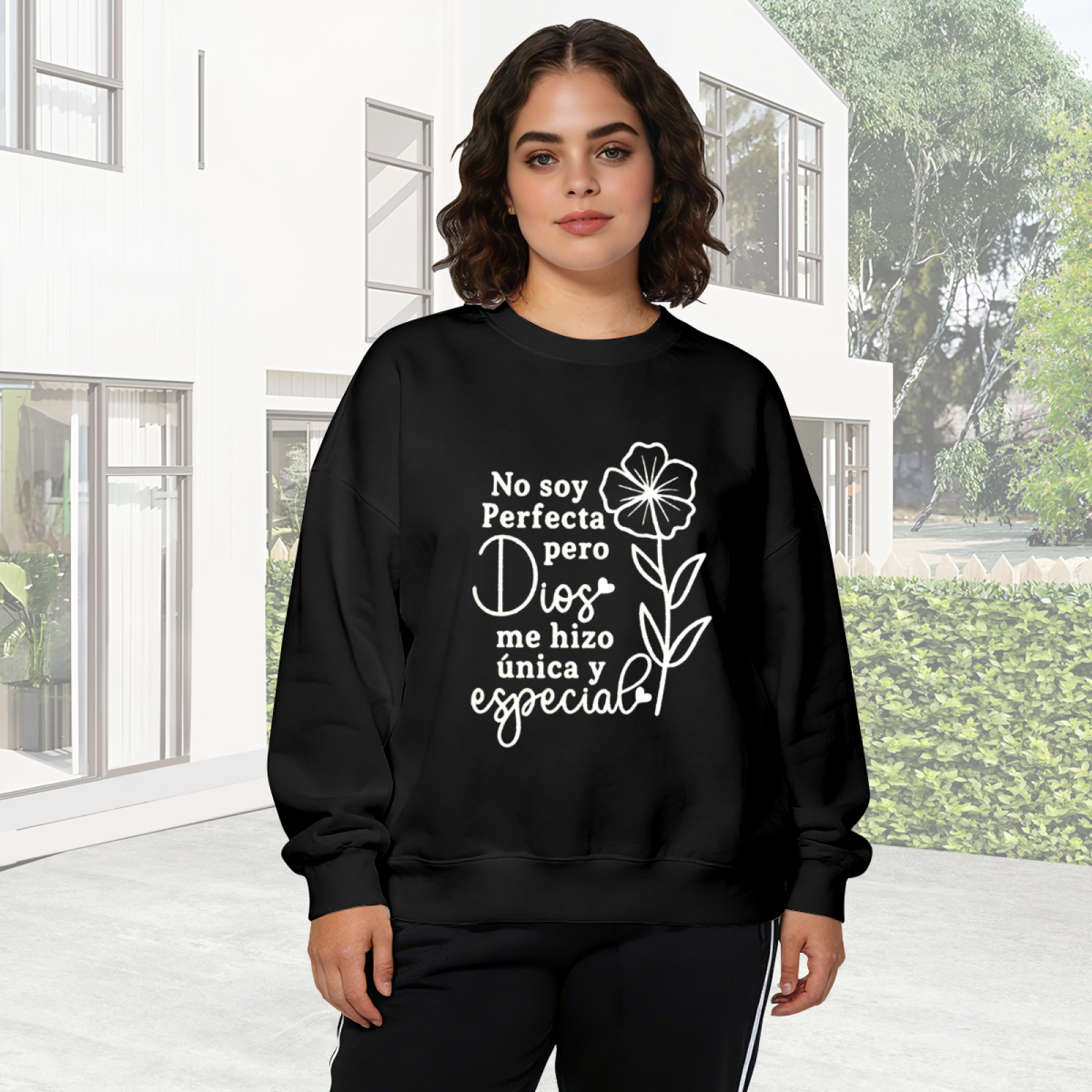 Spanish Inspirational Quote Faith Graphic Crewneck Sweatshirt