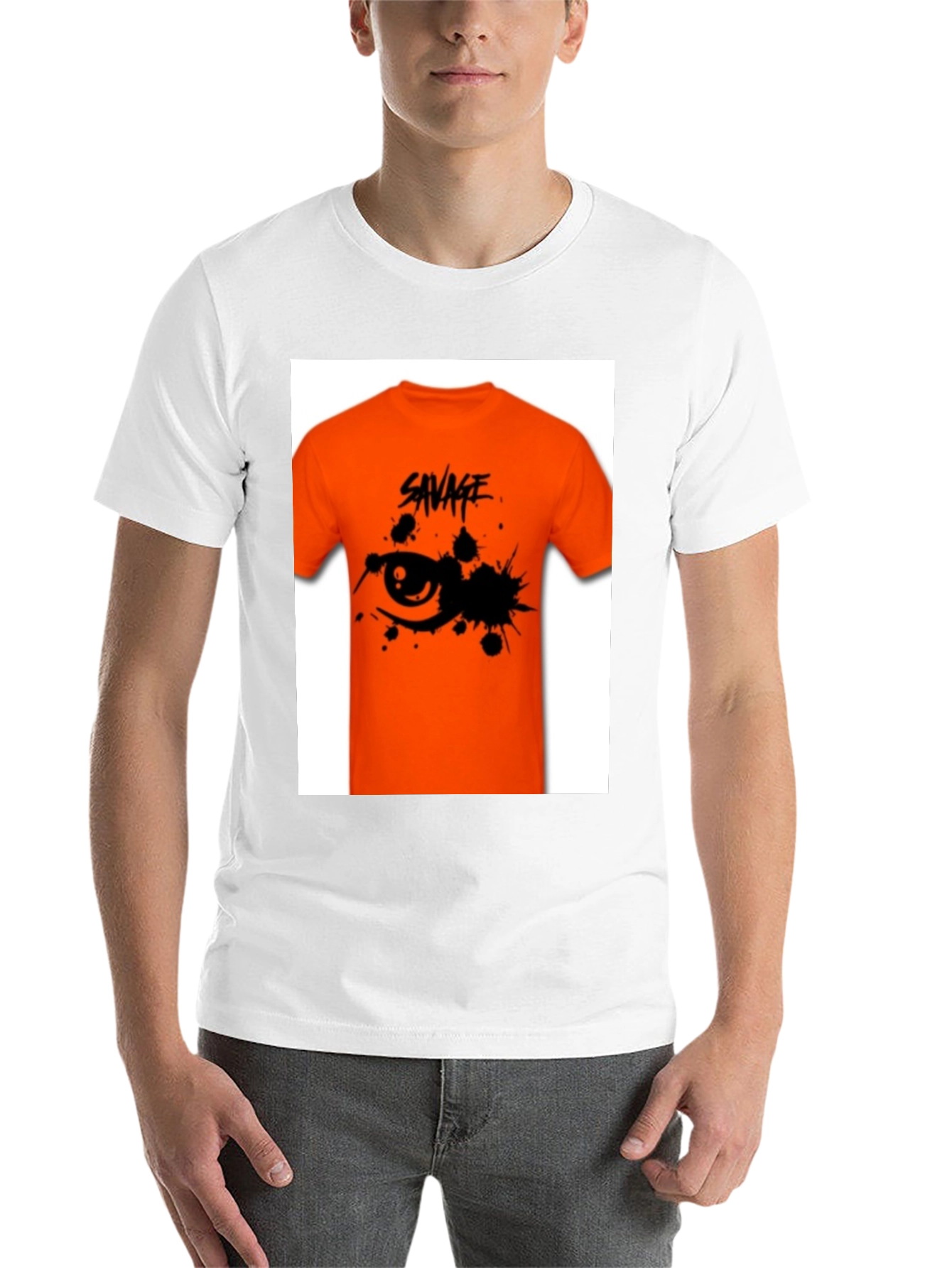 Savage Graphic Tee - Edgy Orange T-Shirt