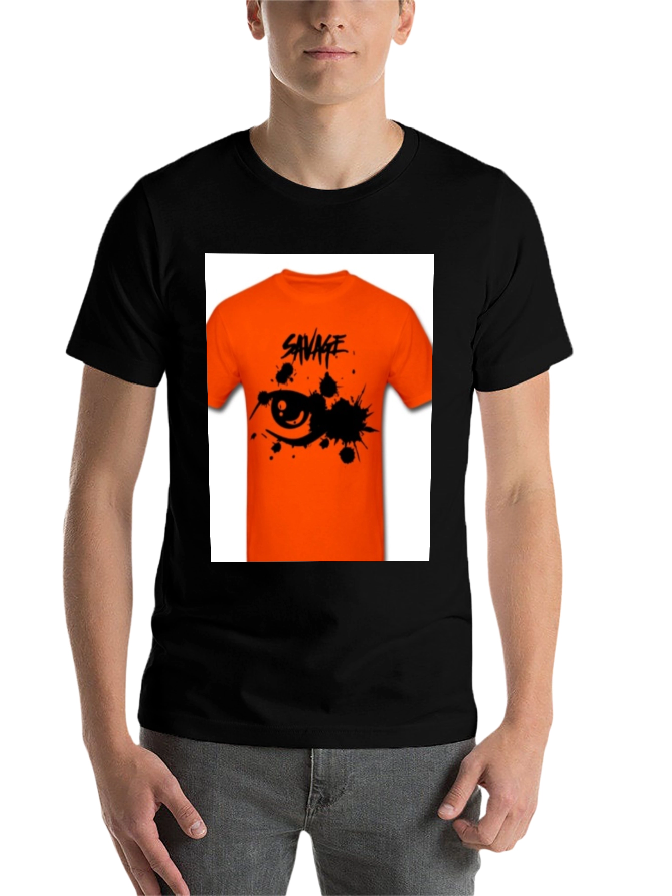Savage Graphic Tee - Edgy Orange T-Shirt