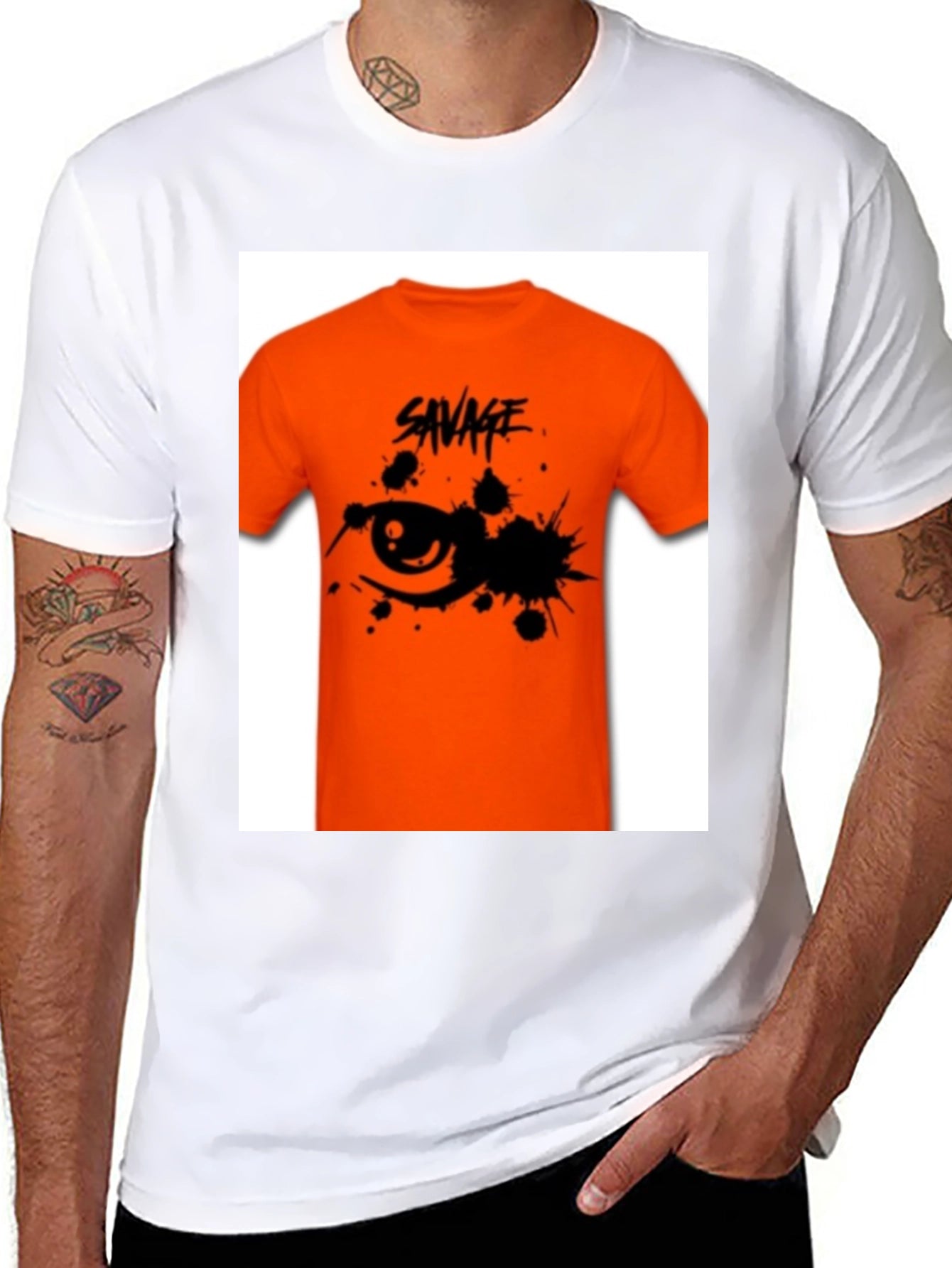 Savage Graphic Tee - Edgy Orange T-Shirt