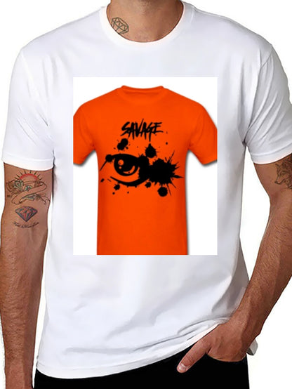 Savage Graphic Tee - Edgy Orange T-Shirt